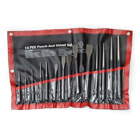 14Pcs Good Quality 40 Cr Carbon Steel Punch And Chisel Set For Stone Concrete Brick Rock Working